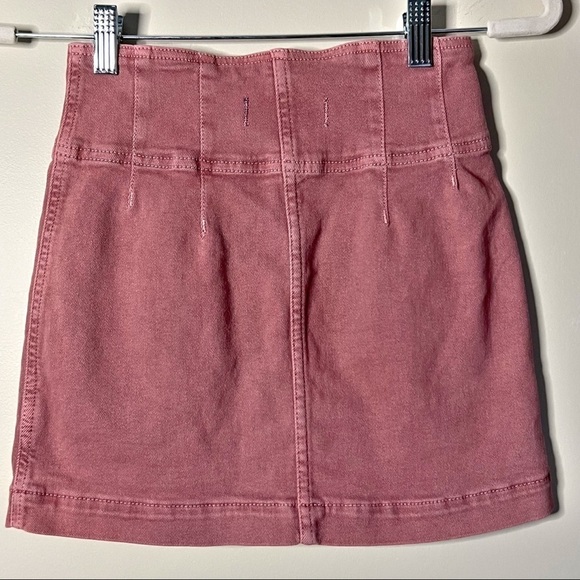 We The Free Denim Skirt Zip Front Pink Size 25 - Picture 3 of 6